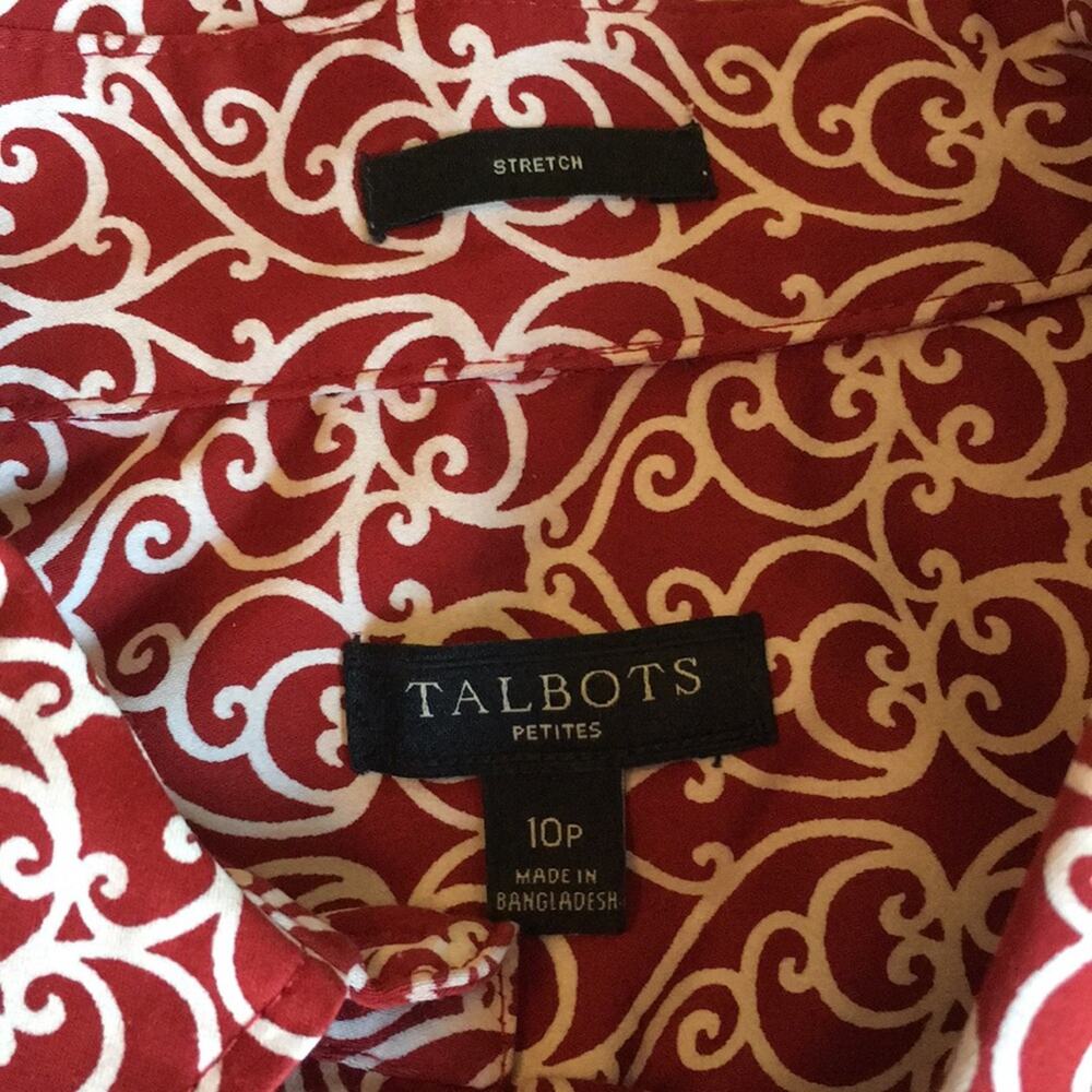 Talbots Red Print Button Up Shirt - image 3